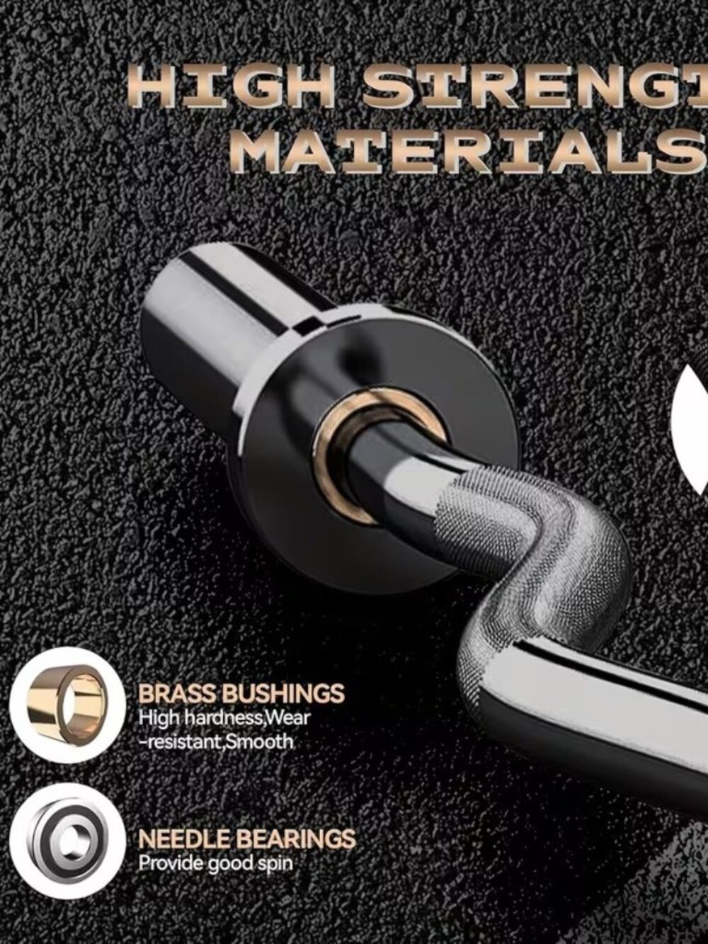 Chrome EZ Curl Barbell Bar, 47" EZ Curl Bar w/ 2 Spring Collars- 500lb capacity - Picture 3 of 5